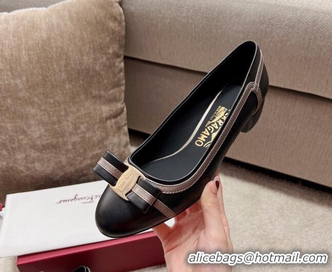 Buy Fashionable Salvatore Ferragamo Vara Bow Calfskin Pumps 3.5cm Black 3022503