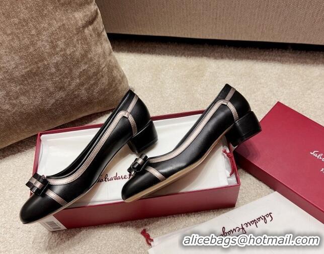 Buy Fashionable Salvatore Ferragamo Vara Bow Calfskin Pumps 3.5cm Black 3022503