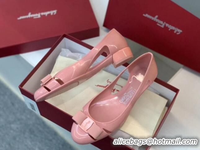 Generous Salvatore Ferragamo Vara Bow PVC Ballerinas Light Pink 0323037