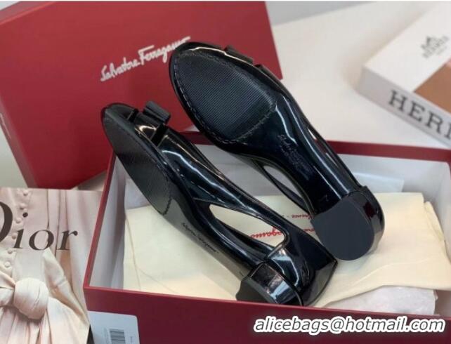 Luxury Salvatore Ferragamo Vara Bow PVC Ballerinas Black 0323040