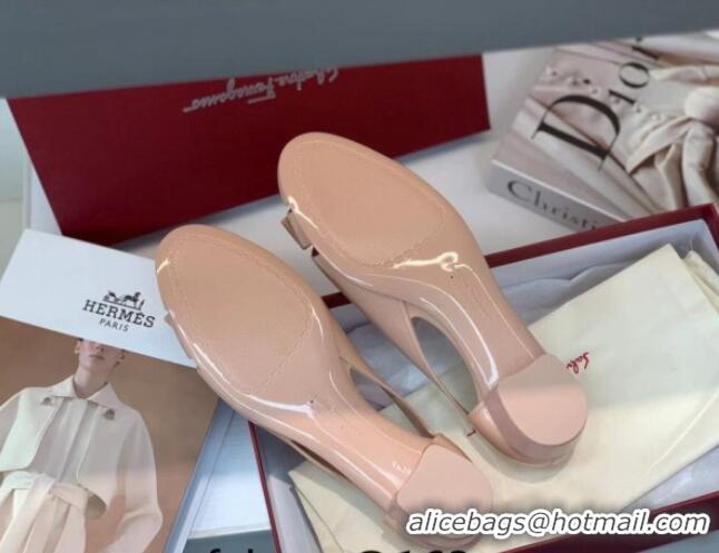 Classic Practical Salvatore Ferragamo Vara Bow PVC Ballerinas Nude 0323041