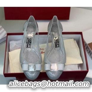 Unique Discount Salvatore Ferragamo Vara Bow PVC Ballerinas Grey 0323042