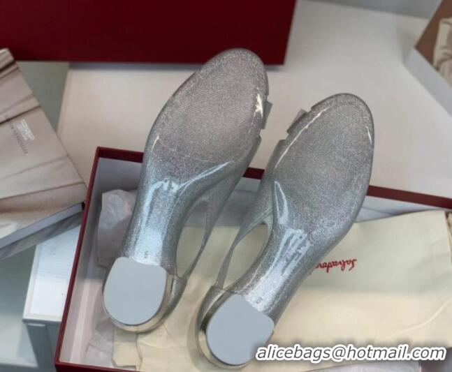 Unique Discount Salvatore Ferragamo Vara Bow PVC Ballerinas Grey 0323042