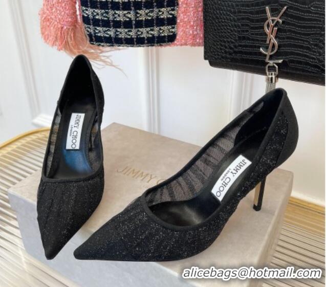 Unique Style Jimmy Choo Love Mesh and Glitter Pumps 8.5cm 013018 Black