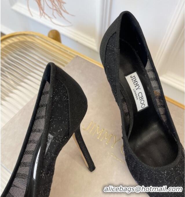 Unique Style Jimmy Choo Love Mesh and Glitter Pumps 8.5cm 013018 Black