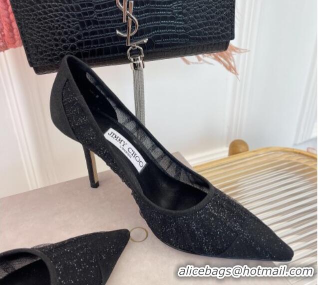 Unique Style Jimmy Choo Love Mesh and Glitter Pumps 8.5cm 013018 Black