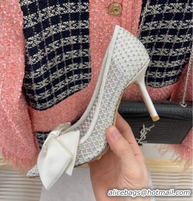 Best Product Jimmy Choo Love Pumps 8.5cm White Crystal Mesh with Bow 208105