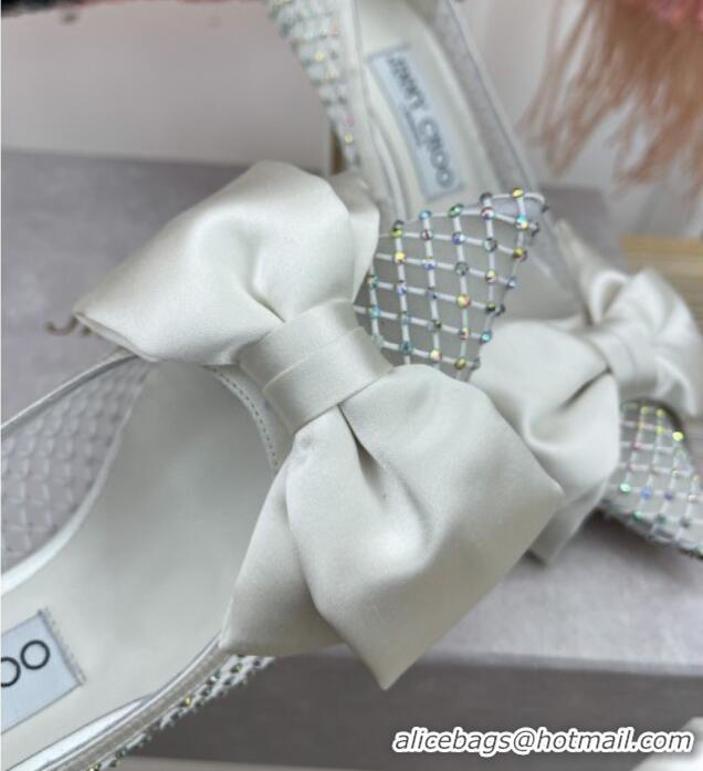 Best Product Jimmy Choo Love Pumps 8.5cm White Crystal Mesh with Bow 208105