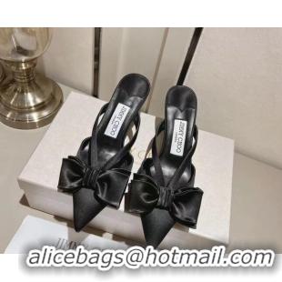 Trendy Design Jimmy Choo Flaca Silk Mules 6.5cm with Bow Black 022432