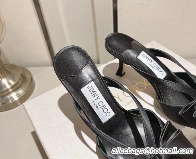 Trendy Design Jimmy Choo Flaca Silk Mules 6.5cm with Bow Black 022432