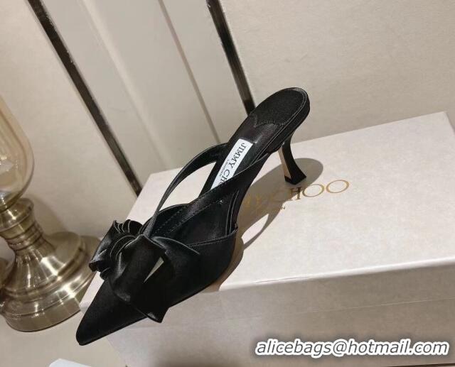 Trendy Design Jimmy Choo Flaca Silk Mules 6.5cm with Bow Black 022432