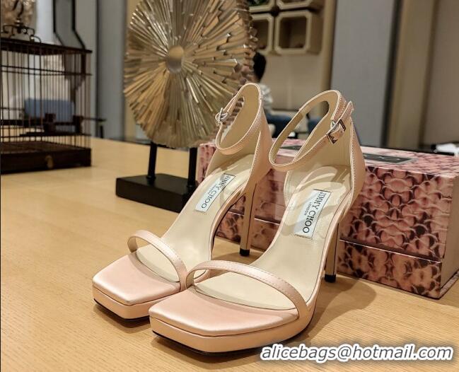 Good Quality Jimmy Choo Alva Silk High Heel Sandals 10cm Light Pink 022854