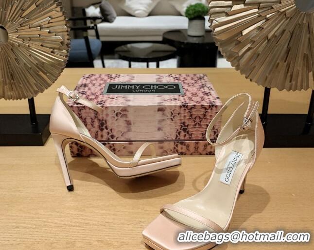 Good Quality Jimmy Choo Alva Silk High Heel Sandals 10cm Light Pink 022854