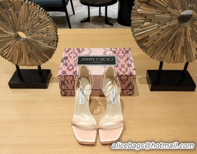 Good Quality Jimmy Choo Alva Silk High Heel Sandals 10cm Light Pink 022854