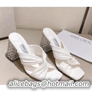 Best Product Jimmy Choo Ibyrelle Lambskin Cross Strap Slide Sandals 8.5cm White 3022860