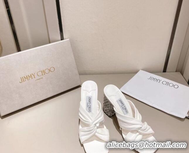 Best Product Jimmy Choo Ibyrelle Lambskin Cross Strap Slide Sandals 8.5cm White 3022860