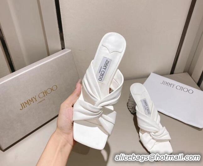 Best Product Jimmy Choo Ibyrelle Lambskin Cross Strap Slide Sandals 8.5cm White 3022860