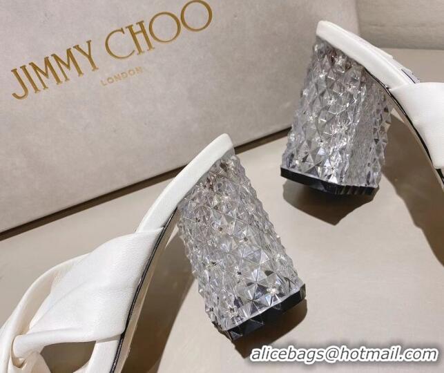 Best Product Jimmy Choo Ibyrelle Lambskin Cross Strap Slide Sandals 8.5cm White 3022860