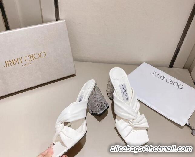 Best Product Jimmy Choo Ibyrelle Lambskin Cross Strap Slide Sandals 8.5cm White 3022860