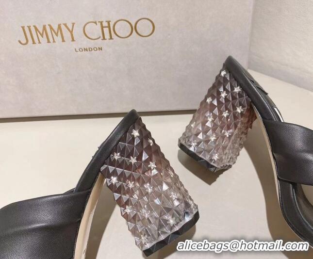 Shop Duplicate Jimmy Choo Ibyrelle Lambskin Cross Strap Slide Sandals 8.5cm Black 022861