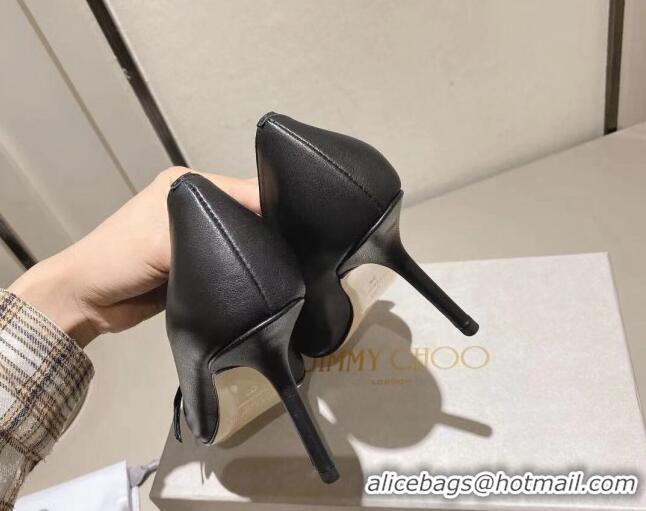 Cheap Price Jimmy Choo Romy Pumps 8.5cm in Black Nappa Leather with Bow 407104