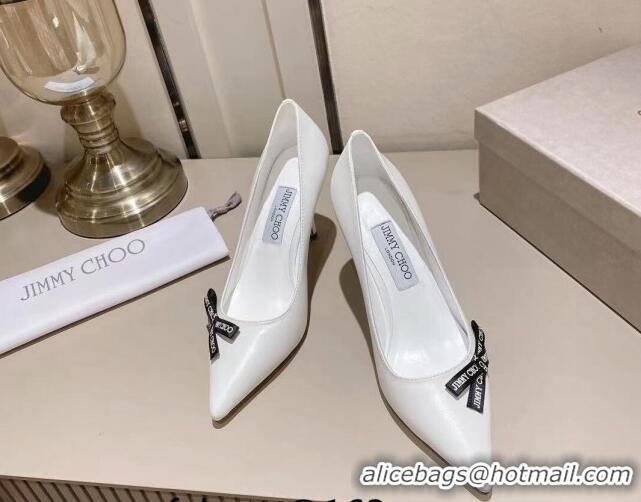 Low Cost Jimmy Choo Romy Pumps 8.5cm in Nappa Leather with Bow White 407106