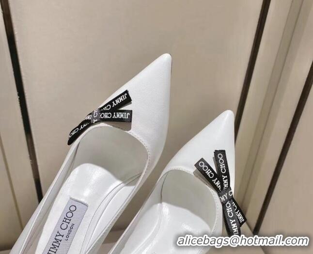 Low Cost Jimmy Choo Romy Pumps 8.5cm in Nappa Leather with Bow White 407106