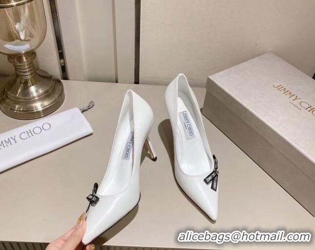 Low Cost Jimmy Choo Romy Pumps 8.5cm in Nappa Leather with Bow White 407106