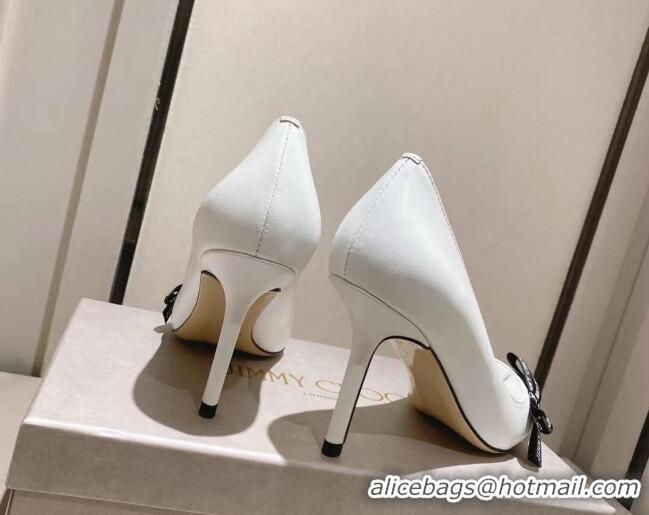 Low Cost Jimmy Choo Romy Pumps 8.5cm in Nappa Leather with Bow White 407106