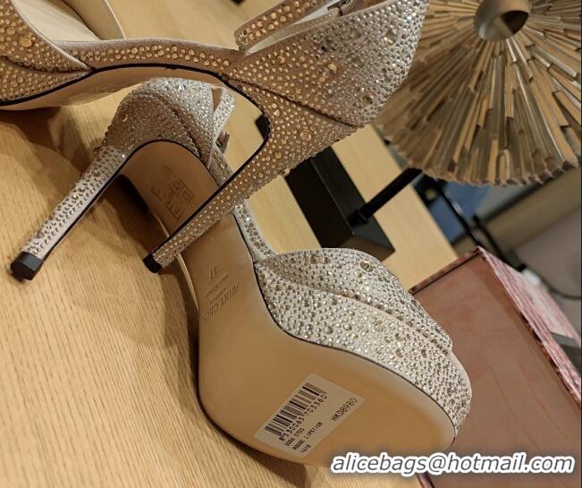 Charming Jimmy Choo Max Crystals Platform Sandals 12cm Beige 625060