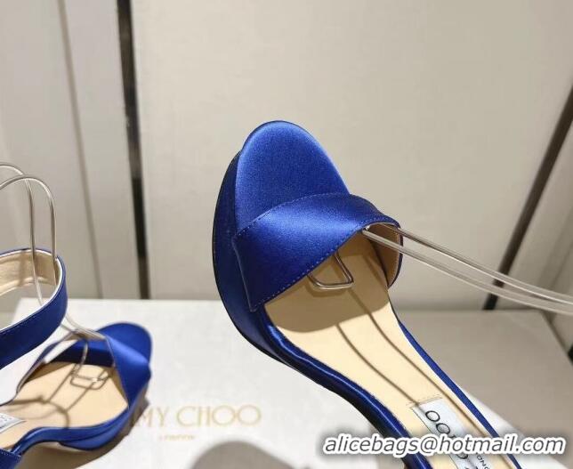 Best Product Jimmy Choo Silk Platform Sandals 11cm with Crystal Buckle Blue 0704042