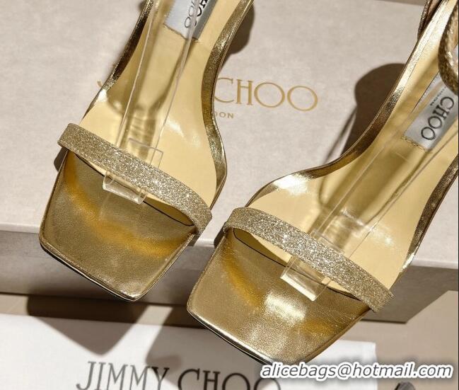 Durable Jimmy Choo Alva Sandals 8.5cm in Gold Sequins 704043