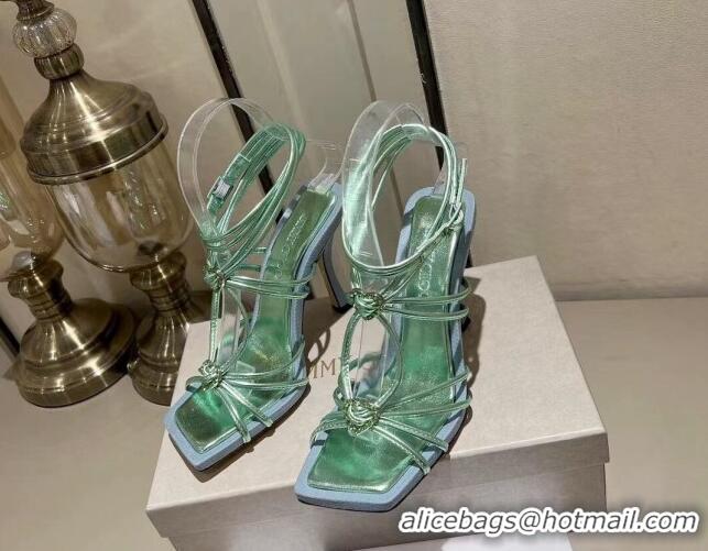 Top Grade Jimmy Choo Indiya Sandals 10cm in Nappa Leather Smoke Green 704049