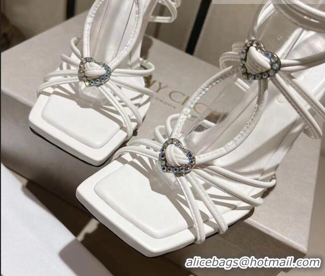 Shop Duplicate Jimmy Choo Indiya Sandals 10cm in Nappa Leather Latte White 704051