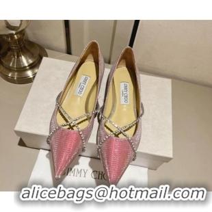 Top Design Jimmy Choo Genevi Flat in Diamond-Glitter Fabric with Crystal Strap Purple 718032