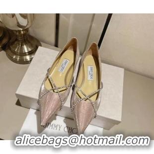 Most Popular Jimmy Choo Genevi Flat in Diamond-Glitter Fabric with Crystal Strap Gold 718033