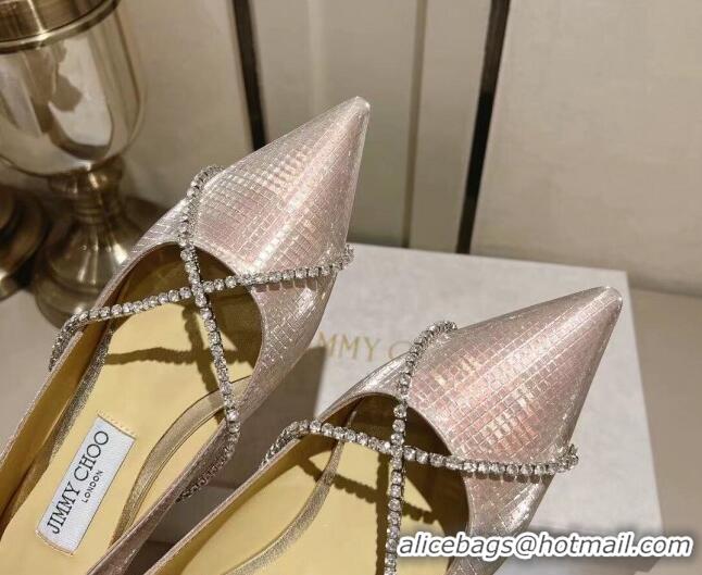 Most Popular Jimmy Choo Genevi Flat in Diamond-Glitter Fabric with Crystal Strap Gold 718033