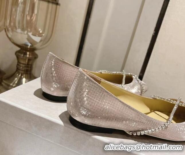 Most Popular Jimmy Choo Genevi Flat in Diamond-Glitter Fabric with Crystal Strap Gold 718033