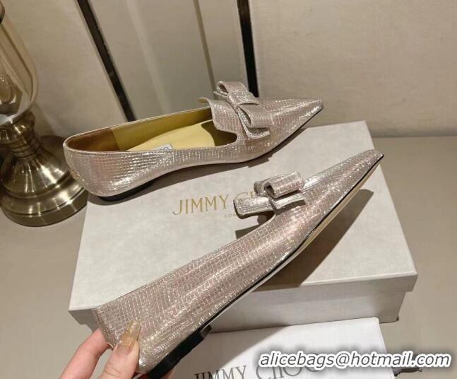 Purchase Jimmy Choo Gala Ballet Flat in Diamond-Glitter Fabric with Bow Gold 718034