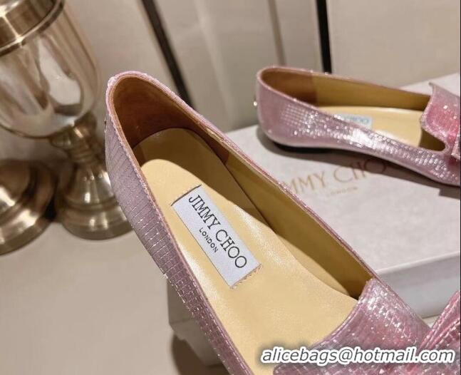 Best Grade Jimmy Choo Gala Ballet Flat in Diamond-Glitter Fabric with Bow Purple 718035