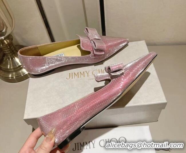 Best Grade Jimmy Choo Gala Ballet Flat in Diamond-Glitter Fabric with Bow Purple 718035