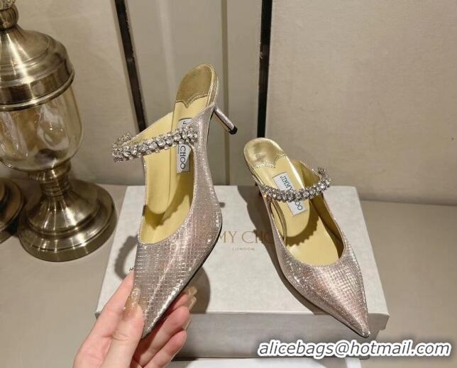 Low Cost Jimmy Choo Bing Heel Mules in Diamond-Glitter Fabric Gold 718036