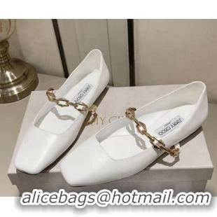 Good Product Jimmy Choo Diamond Tilda Ballet Flat in Nappa Leather with Chain White 728008