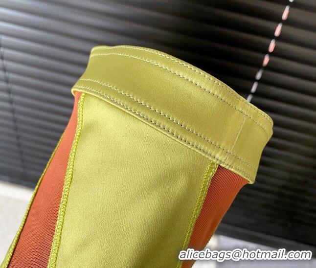 Good Looking Jimmy Choo Mugler Fabric and Mesh Heel Knee-High Boots 10.5cm Lemon Yellow/Orange 821122