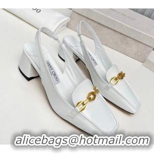 Cheap Price Jimmy Choo Diamond Tilda Slingback Pumps 4.5cm in Patent Leather White 915044