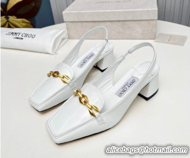 Cheap Price Jimmy Choo Diamond Tilda Slingback Pumps 4.5cm in Patent Leather White 915044