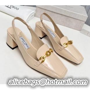 Sumptuous Jimmy Choo Diamond Tilda Slingback Pumps 4.5cm in Patent Leather Nude 915045