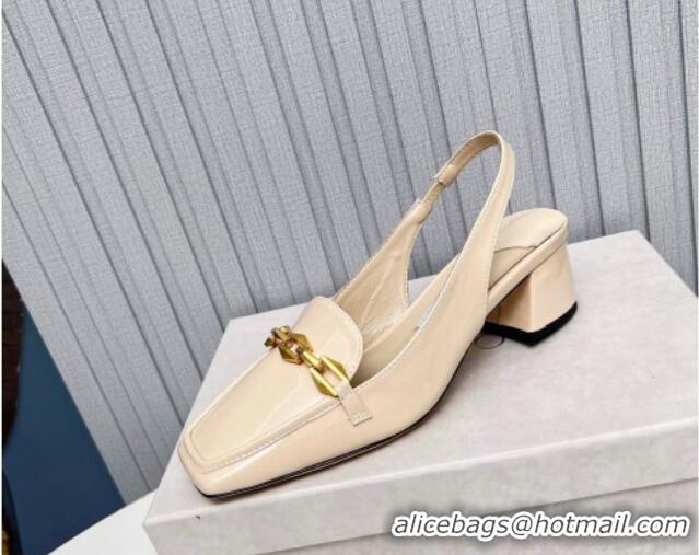 Sumptuous Jimmy Choo Diamond Tilda Slingback Pumps 4.5cm in Patent Leather Nude 915045