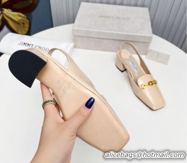 Sumptuous Jimmy Choo Diamond Tilda Slingback Pumps 4.5cm in Patent Leather Nude 915045