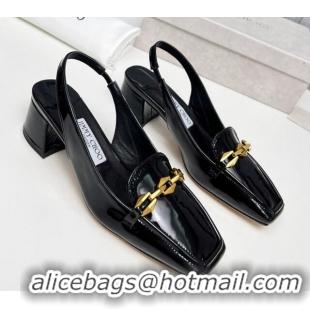 Sophisticated Jimmy Choo Diamond Tilda Slingback Pumps 4.5cm in Patent Leather Black 915046